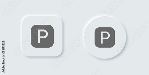 Parking solid icon in neomorphic design style. Automobile signs vector illustration.