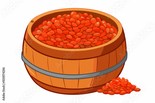  Heap of raw uncooked red lentils in bowl in rotation