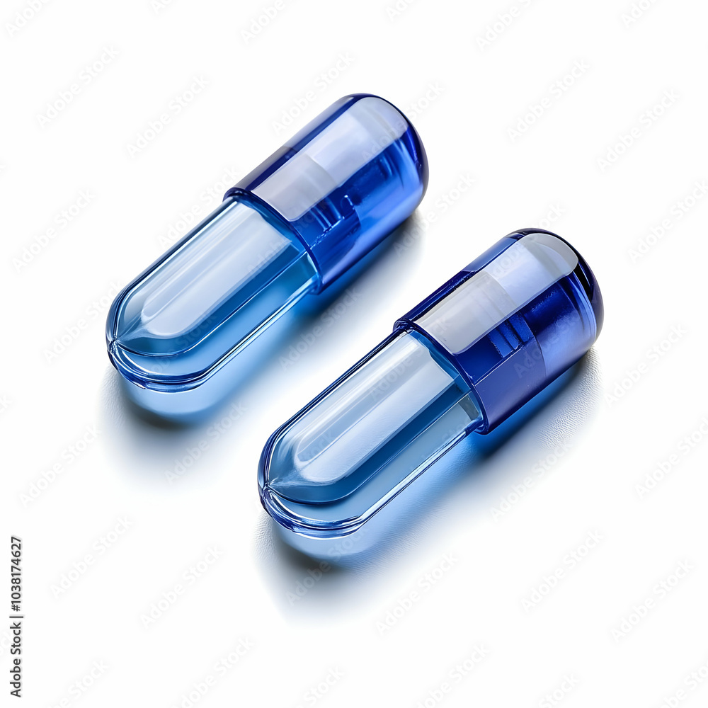 Blue Pills on White Background. Blue Pills on White Background.