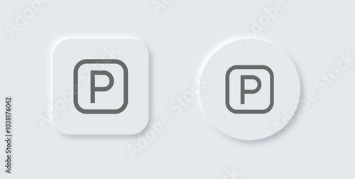 Parking line icon in neomorphic design style. Automobile signs vector illustration.