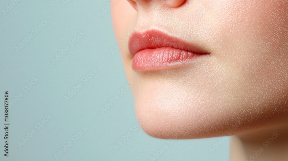 Obraz premium Close-Up of Clear Skin on Woman's Face Highlighting Smooth Texture and Healthy Complexion