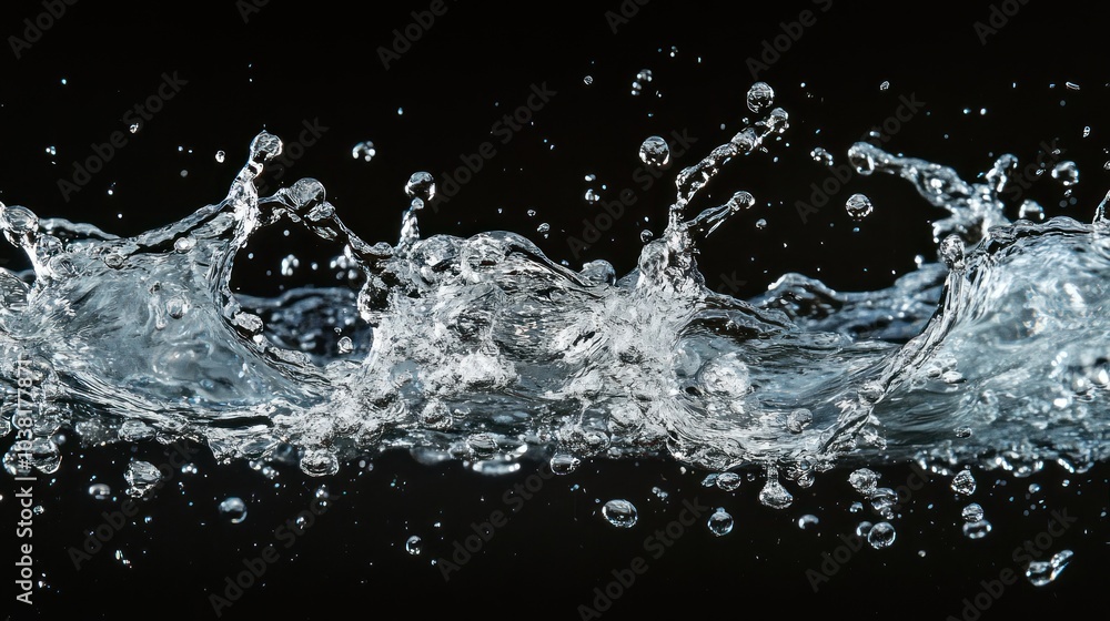 Water Splashing Against Black Background Water Splashing Against Black Background
