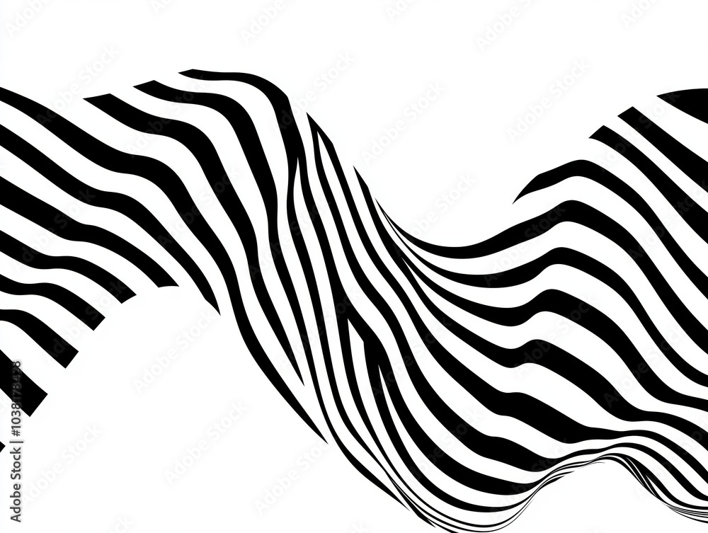 Abstract Waves of Black and White Stripes in Motion Abstract Waves of Black and White Stripes in Motion