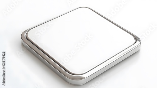 Blank Mobile application icon, button - Silver square with round corners. 3d rendering, white background