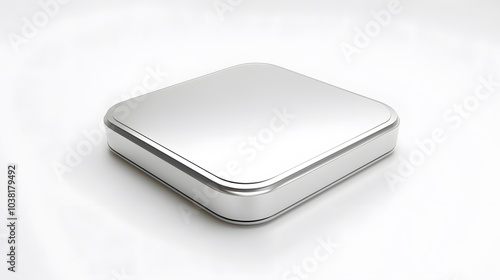 Blank Mobile application icon, button - Silver square with round corners. 3d rendering, white background