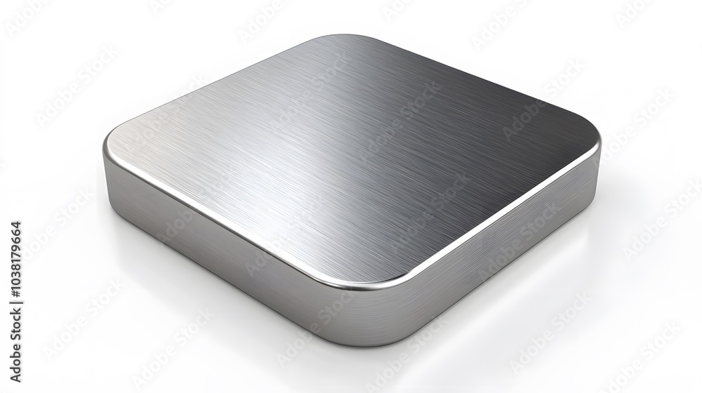 Blank Mobile application icon, button - Silver square with round corners. 3d rendering, white background Blank Mobile application icon, button - Silver square with round corners. 3d rendering, white background