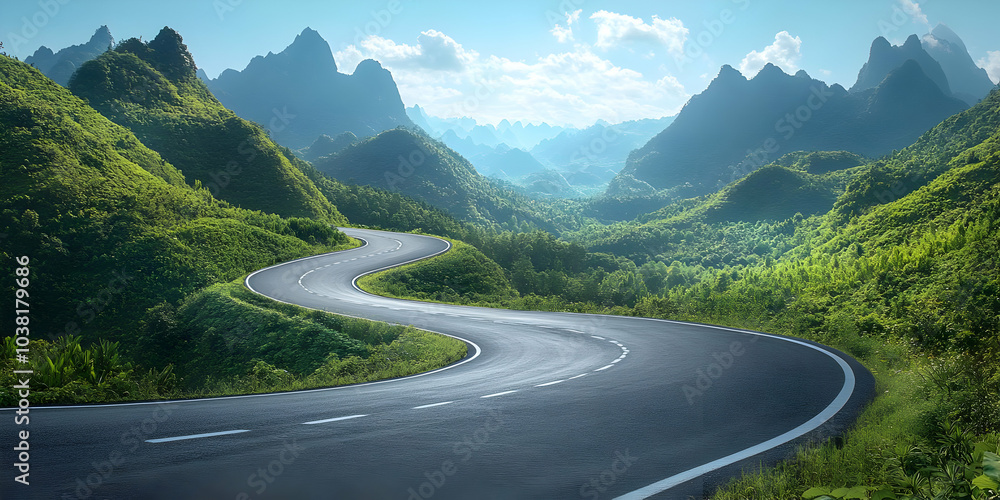 Naklejka premium Winding Road Through Mountains.