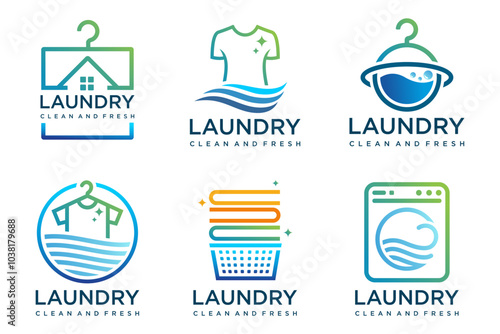 set of Laundry logo design collection.  icon for laundry service business . Vector illustration
