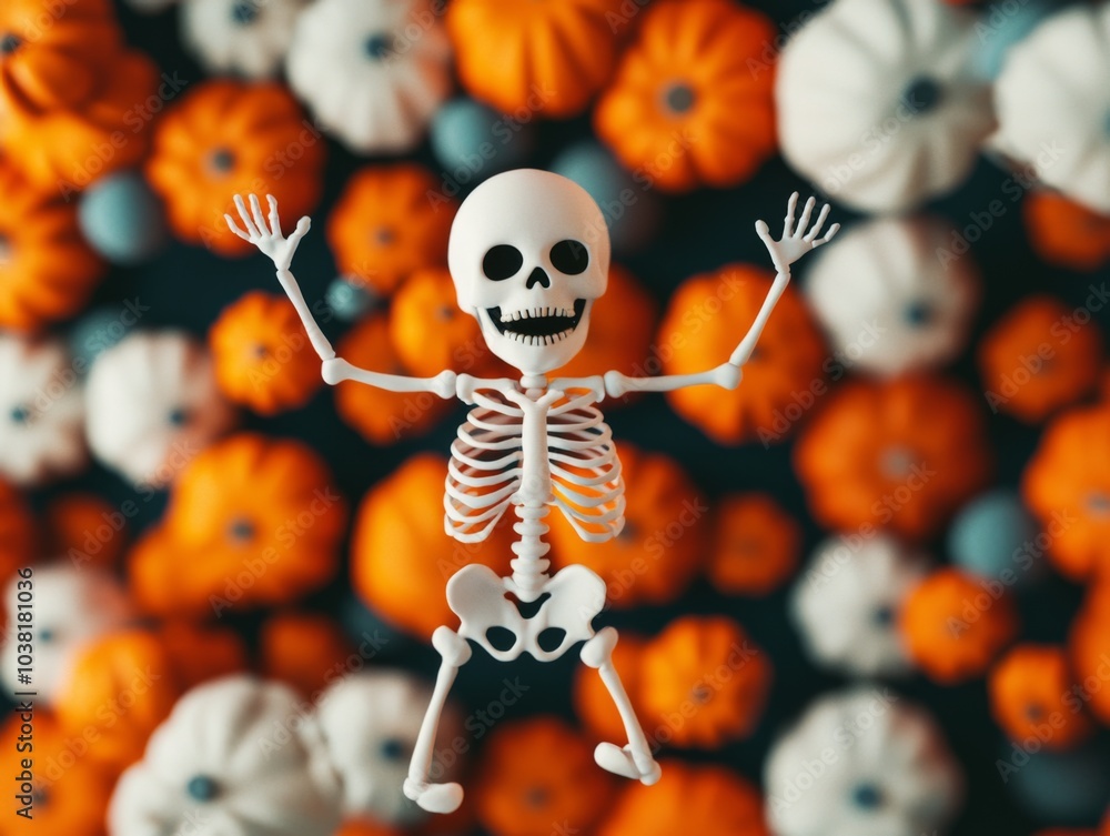 Playful Skeletons Among Floating Pumpkins Playful Skeletons Among Floating Pumpkins