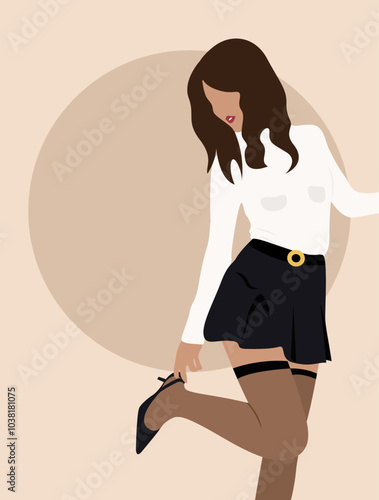 Illustration of a pretty girl on a pink background.