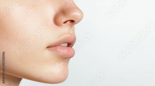 Close-up of Clear Skin on a Woman's Face Highlighting Smooth Texture and Natural Beauty