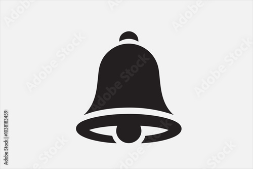 A bold black silhouette of a bell icon.