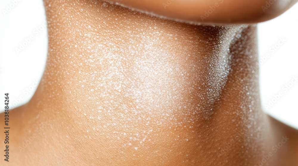 Fototapeta premium Close-Up of Skin Condition on Neck Showing Dryness and Texture for Medical and Dermatological Use