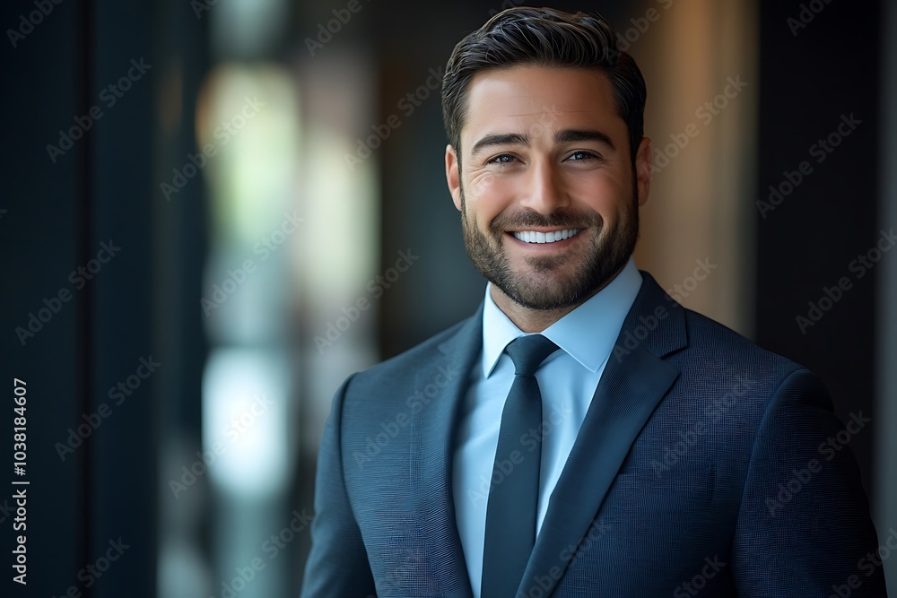 Confident Businessman Headshot - Friendly Smile, Blue Suit, Tie Confident Businessman Headshot - Friendly Smile, Blue Suit, Tie