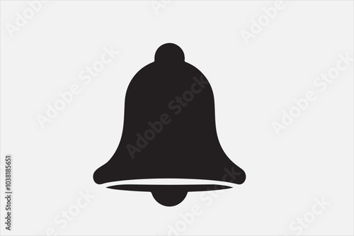 A bold black silhouette of a bell icon.