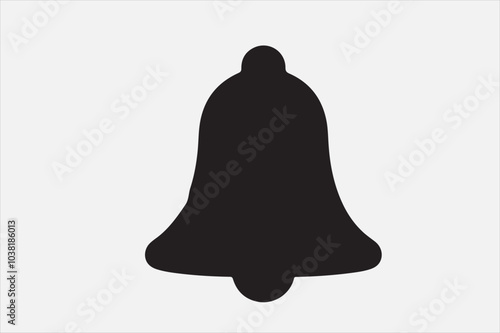 A bold black silhouette of a bell icon.