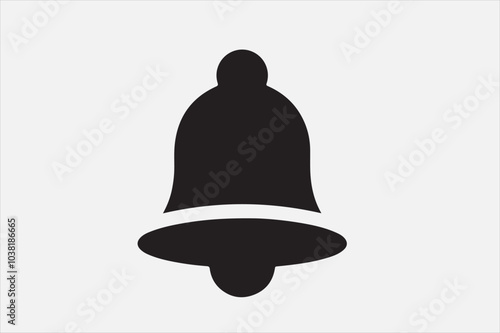 A bold black silhouette of a bell icon.