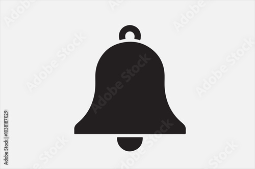 A bold black silhouette of a bell icon.