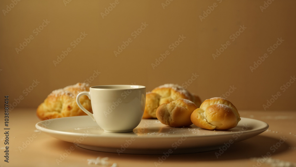 Culinary Delight: A Plate with a Bowl and Solo Cups in a Cozy Bakery Setting Culinary Delight: A Plate with a Bowl and Solo Cups in a Cozy Bakery Setting