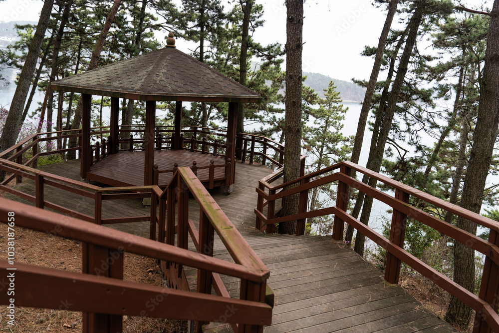wooden gazebo at the seaside wooden gazebo at the seaside