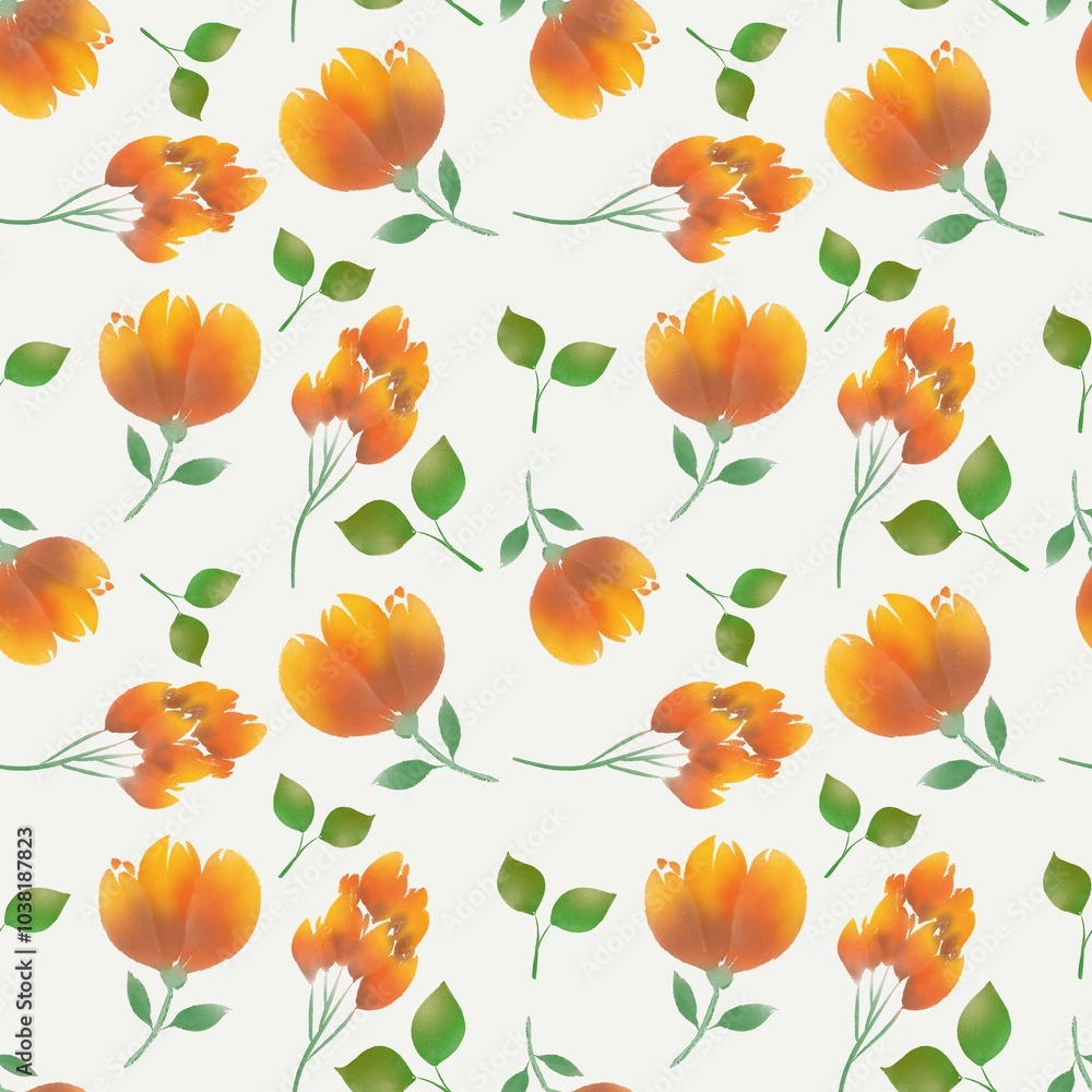 Seamless abstract flower art on pattern for background and backdrop.