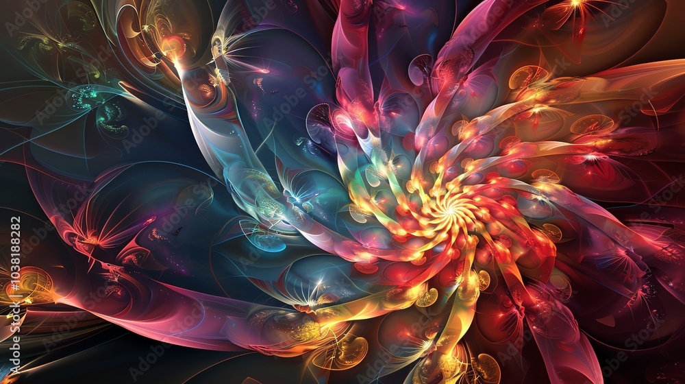Obraz premium An abstract, colorful, fractal design.