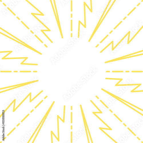 ジグザグ線と点線のサンバースト