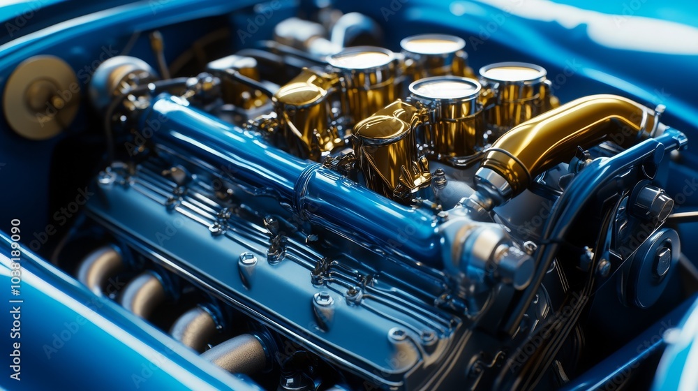 High-performance sports car engine. High-performance sports car engine.