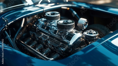 High-performance sports car engine. photo