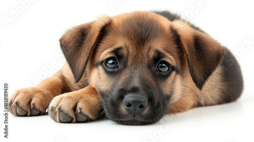 Isolated puppy on a white background. 