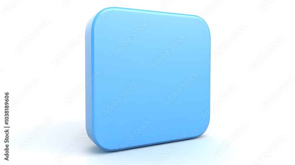 Blank Mobile application icon, button - blue square with round corners. 3d rendering, white background
Blank Mobile application icon, button - blue square with round corners. 3d rendering, white background