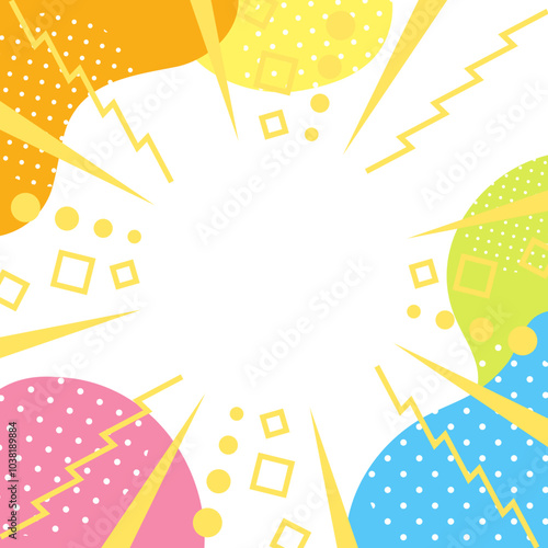 ポップな背景と幾何学模様のサンバースト