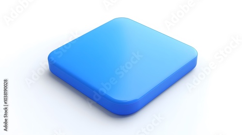  Blank Mobile application icon, button - blue square with round corners. 3d rendering, white background