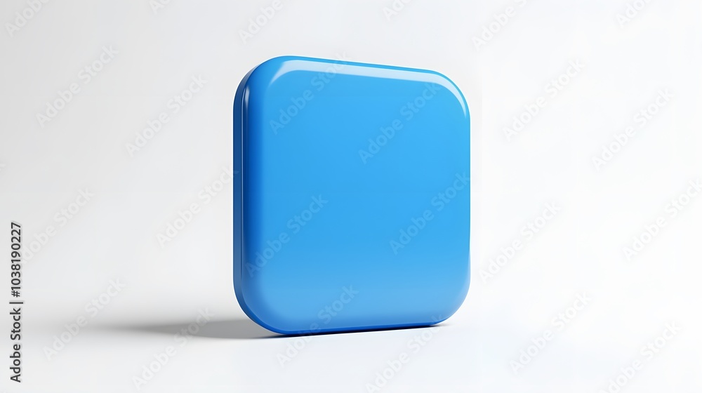 Blank Mobile application icon, button - blue square with round corners. 3d rendering, white background
Blank Mobile application icon, button - blue square with round corners. 3d rendering, white background