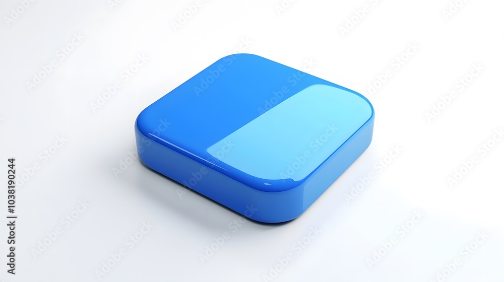 Blank Mobile application icon, button - blue square with round corners. 3d rendering, white background
Blank Mobile application icon, button - blue square with round corners. 3d rendering, white background