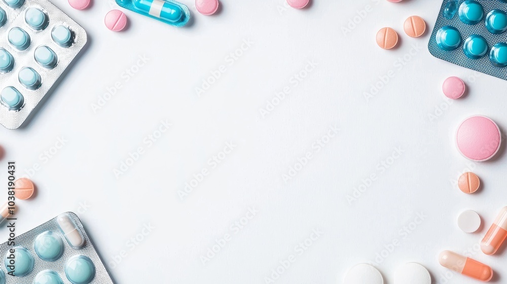 Assorted Hormonal Devices and Medications on White Background - Healthcare and Medical Concept Assorted Hormonal Devices and Medications on White Background - Healthcare and Medical Concept