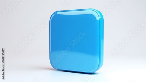  Blank Mobile application icon, button - blue square with round corners. 3d rendering, white background