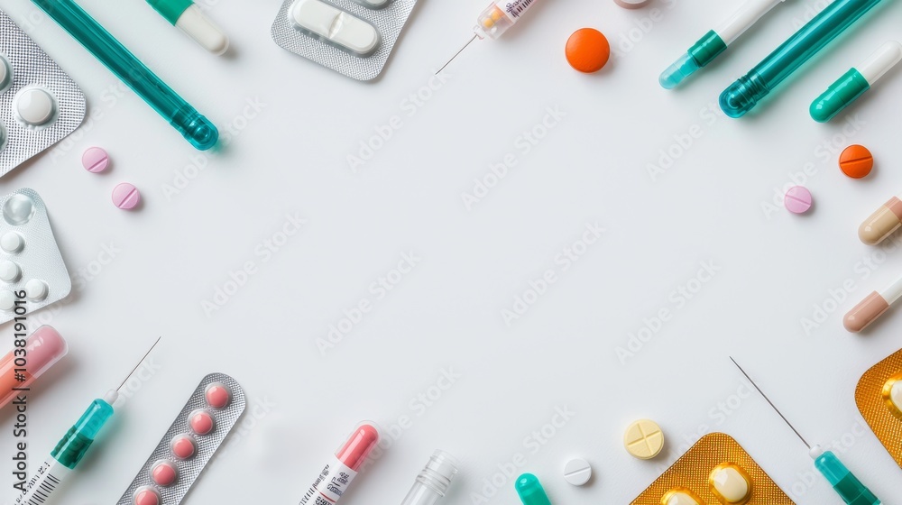 Modern Hormonal Devices and Methods for Health and Wellness on a White Background Modern Hormonal Devices and Methods for Health and Wellness on a White Background