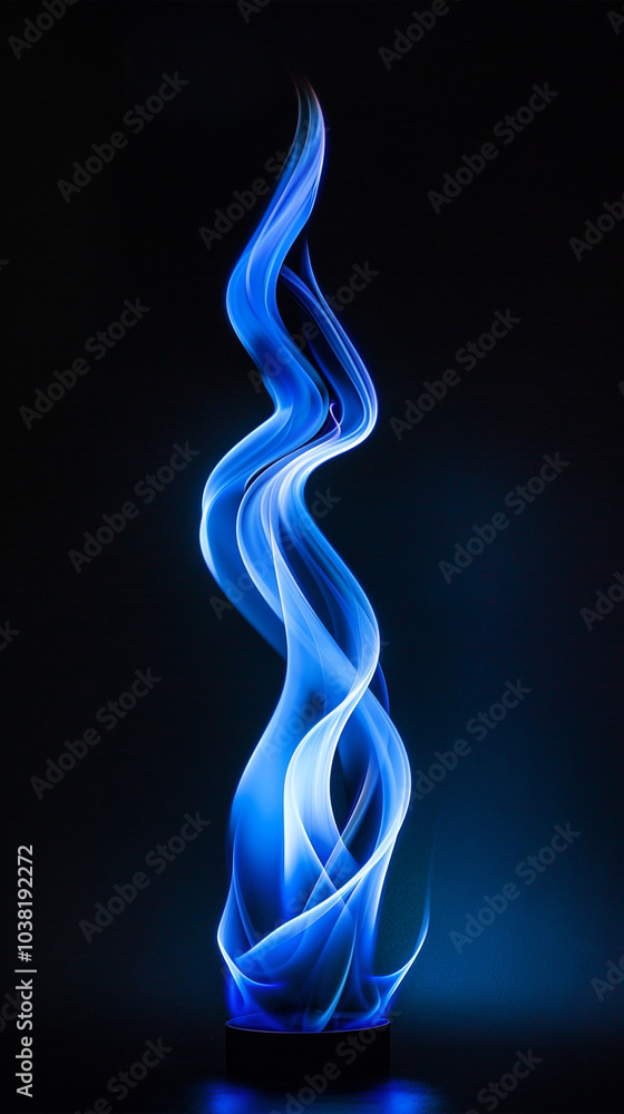Spiral burning fire image, deep blue and bright with plain black background. Spiral burning fire image, deep blue and bright with plain black background.