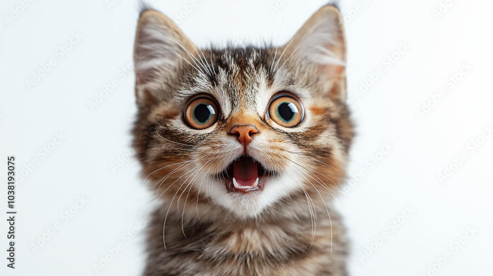 Fototapeta premium surprised cat with a funny and excited expression.