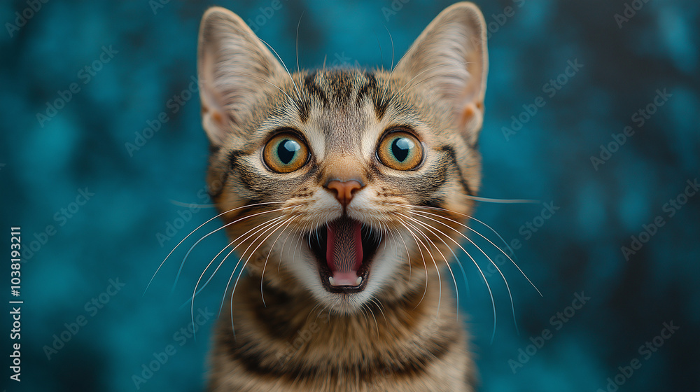A surprised face of cute tabby cat. A surprised face of cute tabby cat.