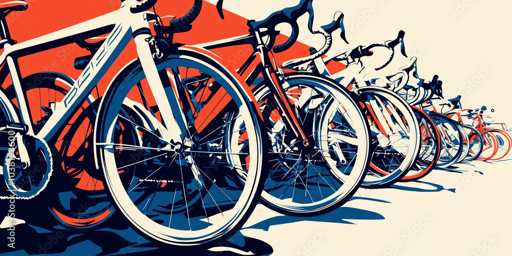 Fototapeta premium a minimalistic illustration depicting many bicycles