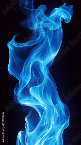 Bright blue fire on minimalist background