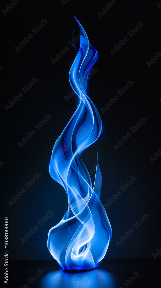 Blue vertical flame on black Blue vertical flame on black