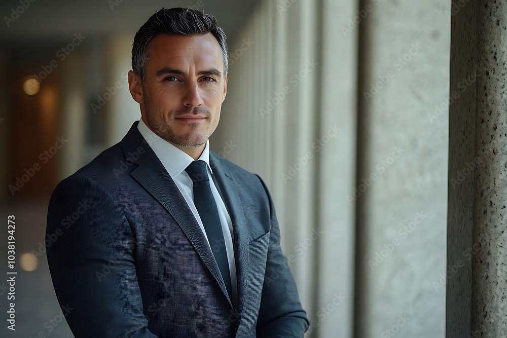 Confident Businessman in Suit, Natural Light Portrait Confident Businessman in Suit, Natural Light Portrait