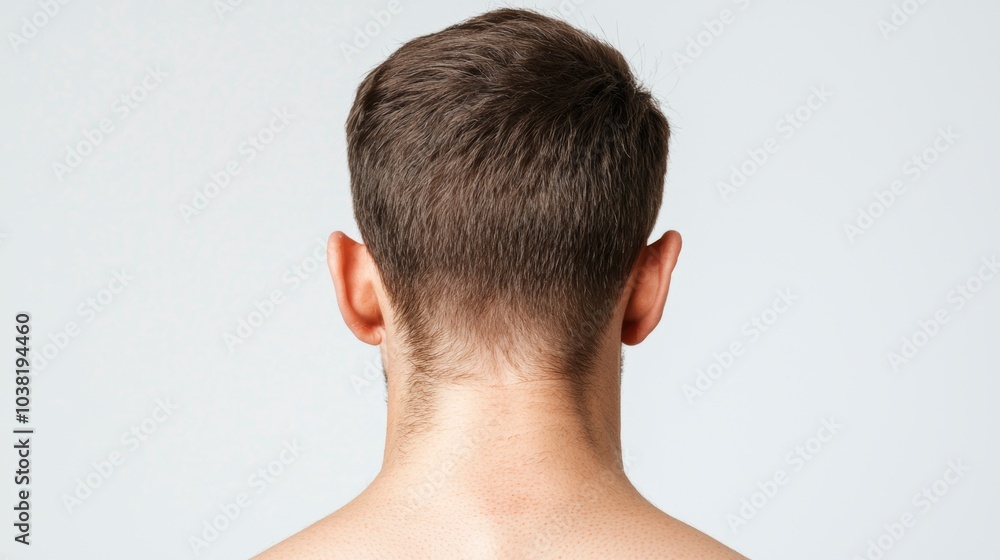 Obraz premium Back View of a Man's Neck and Head Showcasing Healthy Skin and Hair Texture