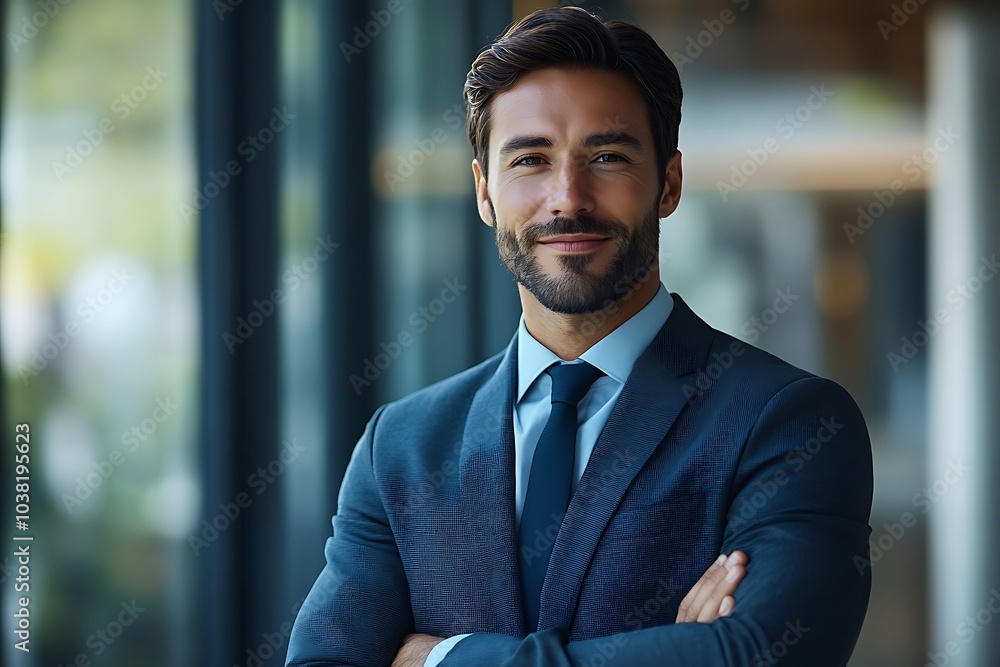 Confident Businessman Portrait - Arms Crossed, Friendly Smile Confident Businessman Portrait - Arms Crossed, Friendly Smile