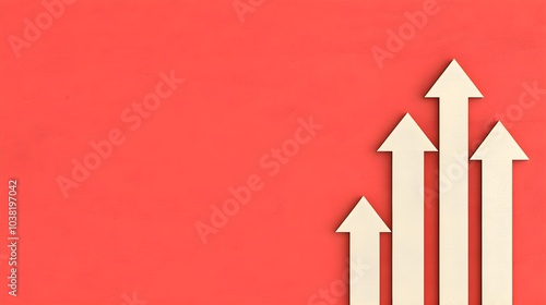 Growth concept with upward arrows on a coral background