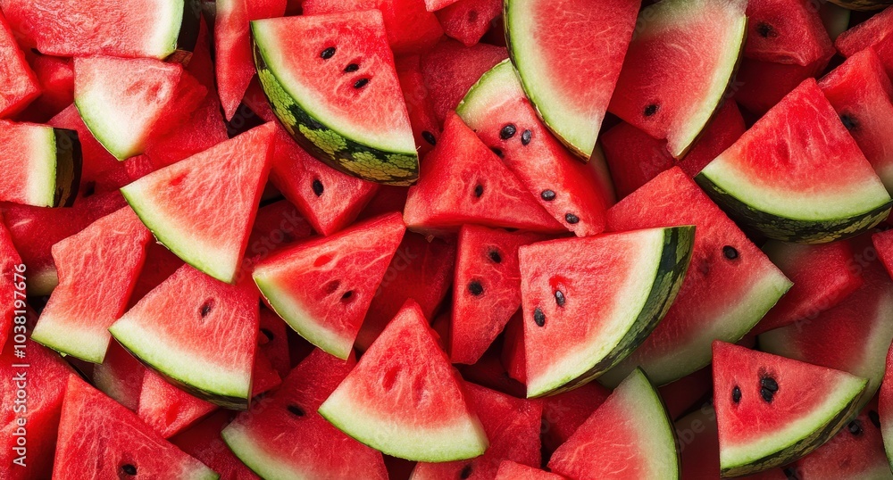 Watermelon Salad: A pile of fresh watermelons cut into pieces, perfect for adding vibrant red color to your summer dishes. Watermelon Salad: A pile of fresh watermelons cut into pieces, perfect for adding vibrant red color to your summer dishes.