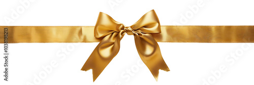 Transparent Background Gold Bow and Ribbon Border